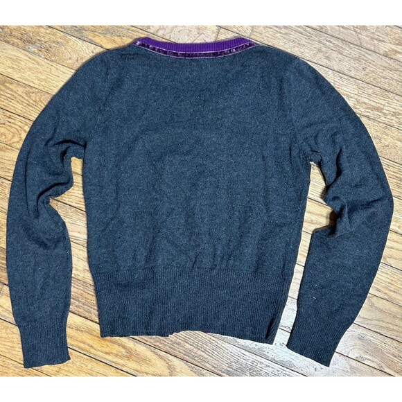 Rue 21 Vintage Angora Rabbit Hair Cardigan with Purple Trim size S Eyelet Hook - Picture 8 of 8